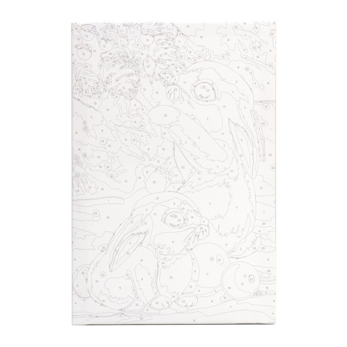Картина по номерам на холсте с подрамником «Кролики под ёлкой» 20х30 см