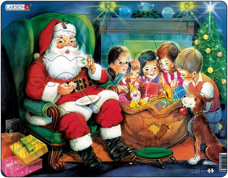 Пазл "Санта с детьми" Larsen (15 дет.)