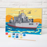 Холст для рисования по номерам «Военный корабль» 20×30 см