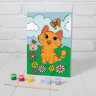 Холст для рисования по номерам «Котёнок с бабочкой» 21×15 см