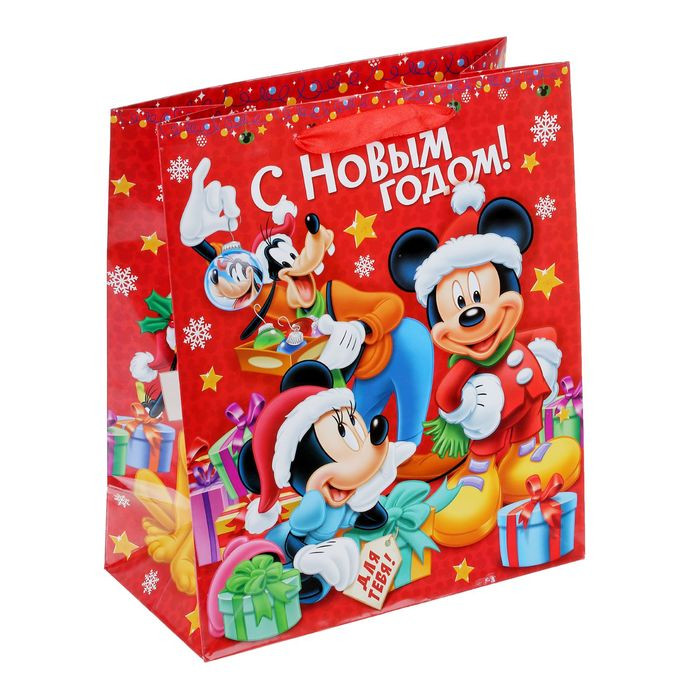 Пакет подарочный ламинированный «С Новым Годом!», Микки Маус и его друзья, 23 х 27 х 8 см