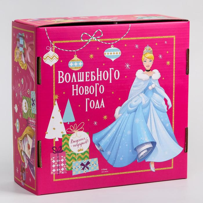 Коробка подарочная складная "Волшебного нового года", Принцессы, 24.5 × 24.5 × 9.5 см